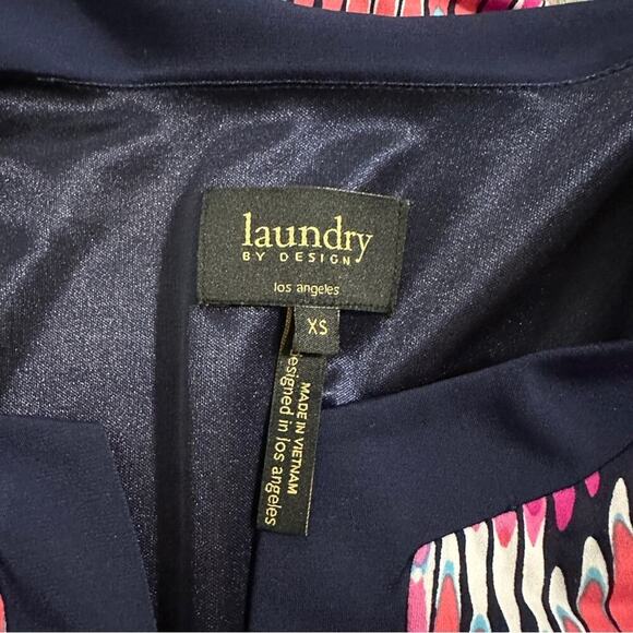 Laundry by Shelli Segal Pink Blue & Black Ikat‎ Short Sleeve Mini Shift Dress XS - Picture 6 of 9